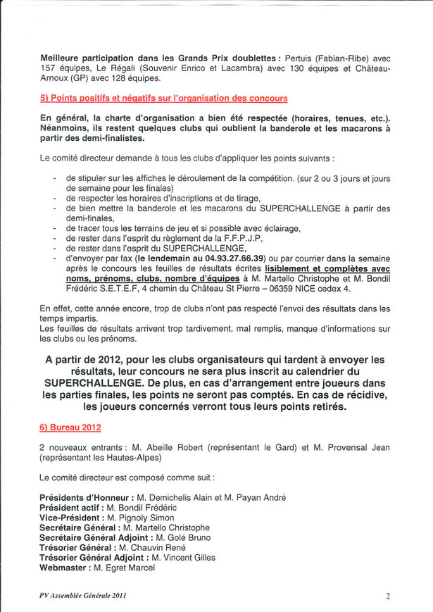 Compte rendu de l'assemblée générale de Brignoles