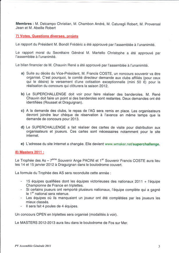 Compte rendu de l'assemblée générale de Brignoles