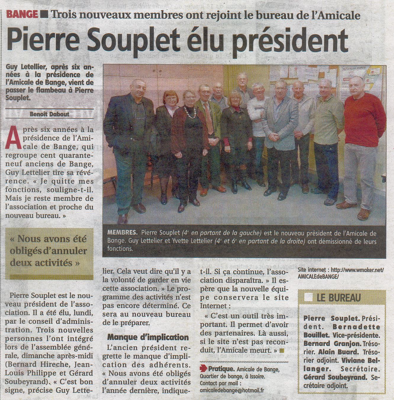 Compte rendu de l’Assemblée Générale ordinaire de l’Amicale de Bange 2015 Compte rendu de l’Assemblée Générale ordinaire de l’Amicale de Bange 2015