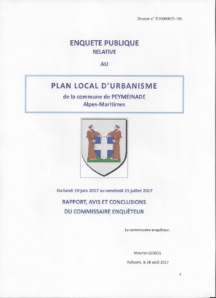 Rapport d'enquête Publique sur le nouveau PLU Rapport d'enquête Publique sur le nouveau PLU