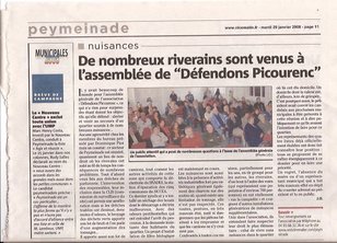 DEFENDONS PICCOURENC DANS LES MEDIAS : article Nice Matin et interview sur Agora