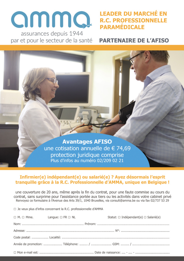 Tarif 2017 reconduit en 2018 : AMMA vous propose une assurance professionnelle avantageuse en tant que membre AFISO avec plus de 50 % de réduction par rapport au tarif normal !