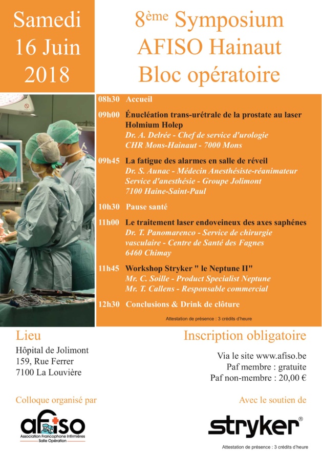 Samedi 16 juin 2018 : 8ème Symposium AFISO Hainaut Samedi 16 juin 2018 : 8ème Symposium AFISO Hainaut
