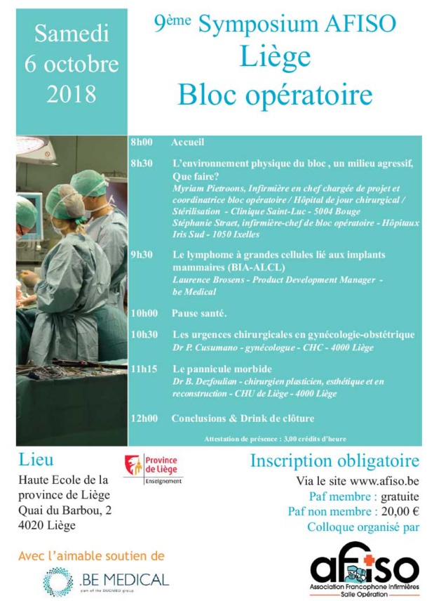 Samedi 6 octobre 2018 - 9ème Symposium AFISO Liège Samedi 6 octobre 2018 - 9ème Symposium AFISO Liège
