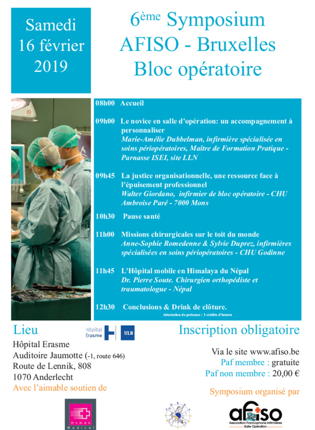 Samedi 16 février 2019 - 6ème Symposium de la régionale AFISO Bruxelles