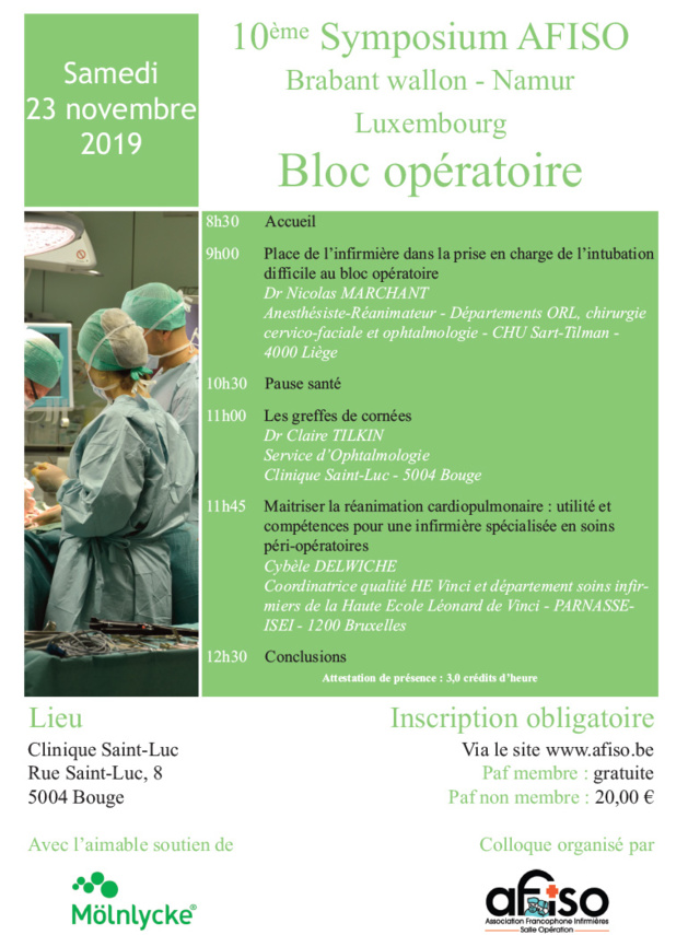 Samedi 23 novembre 2019 - 10ème Symposium AFISO Brabant wallon - Namur - Luxembourg