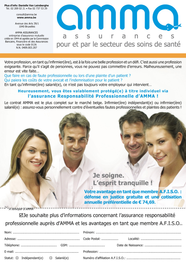 Tarif 2014 reconduit en 2015 : AMMA vous propose une assurance professionnelle avantageuse en tant que membre AFISO avec plus de 50 % de réduction par rapport au tarif normal !