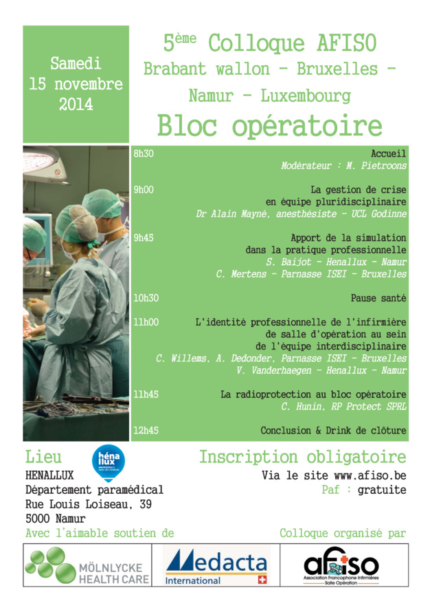 15 novembre 2014 : 5ème Symposium de la régionale AFISO Namur / Bxl / Brabant / Luxembourg 15 novembre 2014 : 5ème Symposium de la régionale AFISO Namur / Bxl / Brabant / Luxembourg