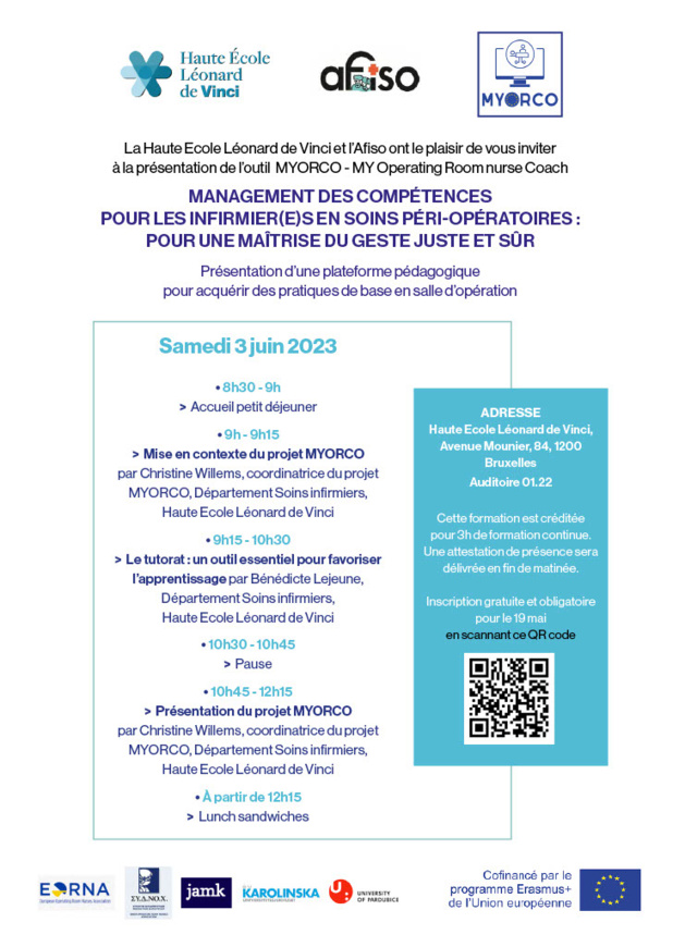 Samedi 3 juin - Séminaire AFISO à Woluwé : Projet MYORCO Samedi 3 juin - Séminaire AFISO à Woluwé : Projet MYORCO