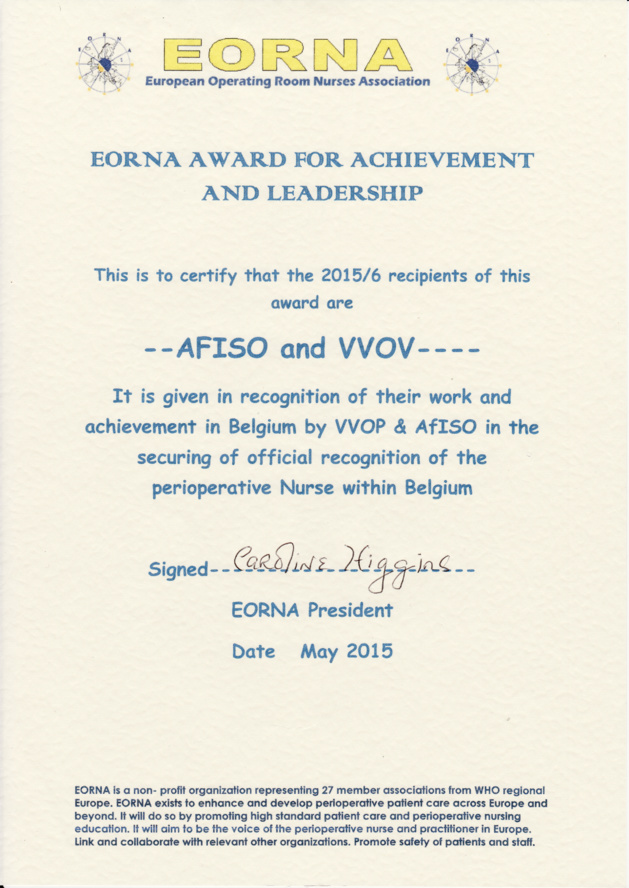 L'AFISO récompensée à EORNACongress 2015 pour son action dans la reconnaissance du titre