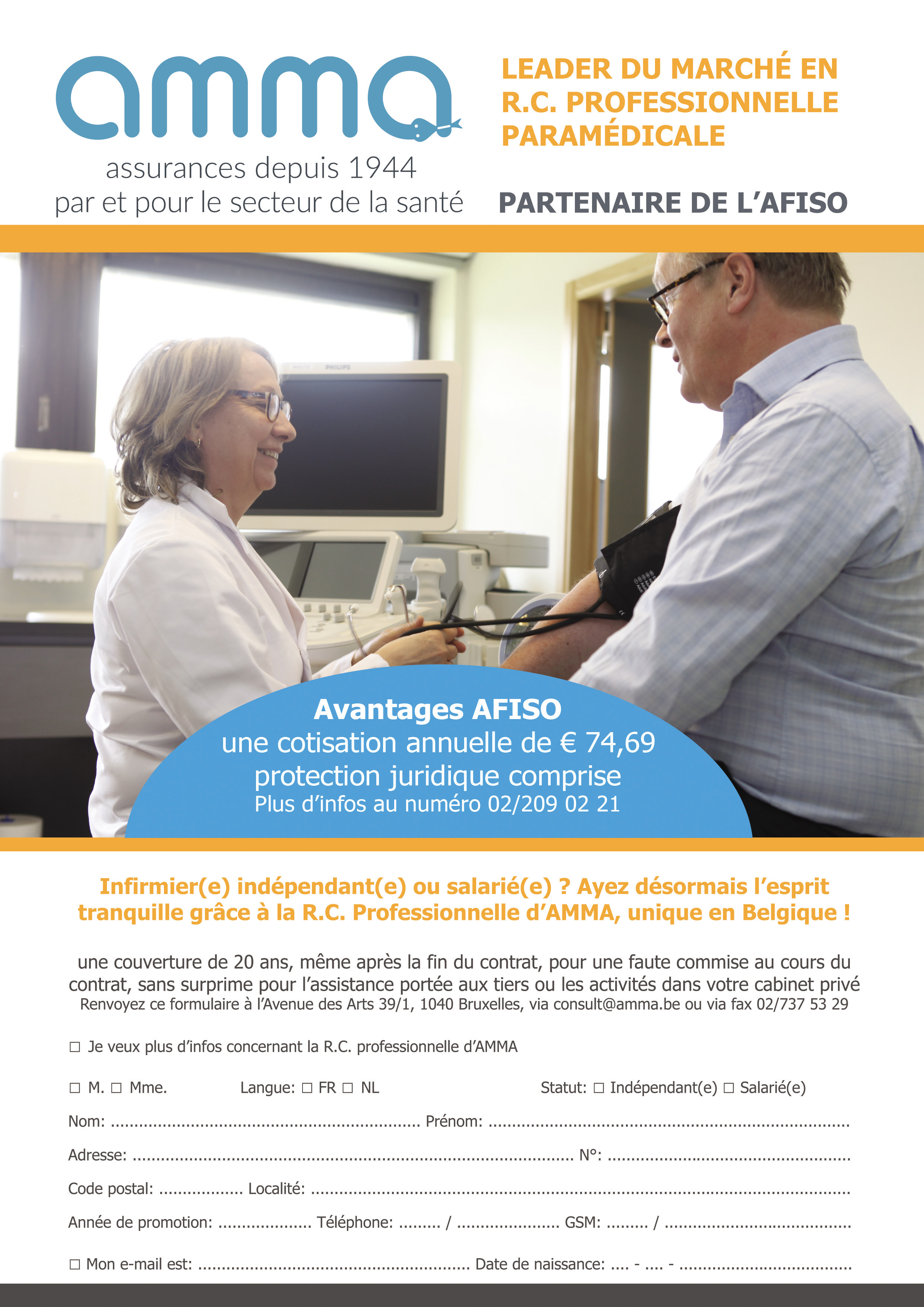 Tarif 2017 reconduit en 2018 : AMMA vous propose une assurance professionnelle avantageuse en tant que membre AFISO avec plus de 50 % de réduction par rapport au tarif normal !