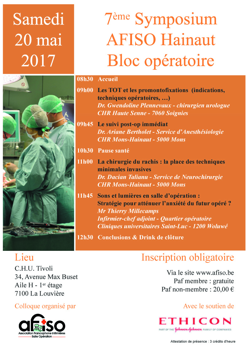 Samedi 20 mai 2017 : 7ème Symposium AFISO Hainaut