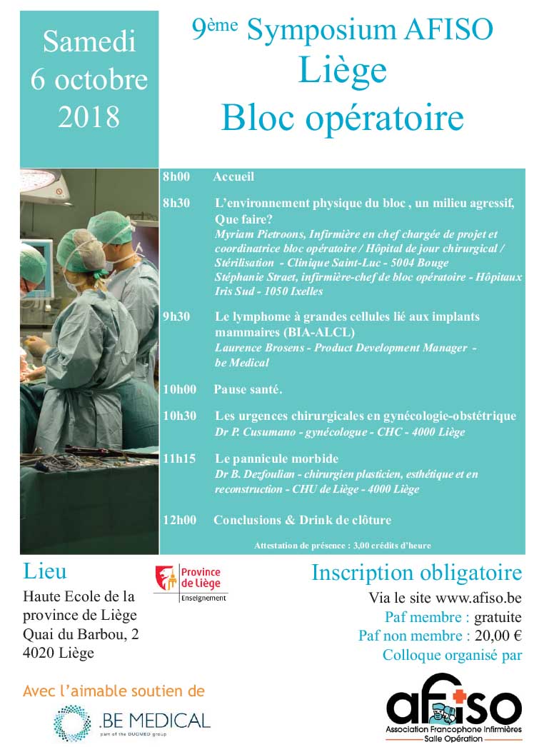 Samedi 6 octobre 2018 - 9ème Symposium AFISO Liège