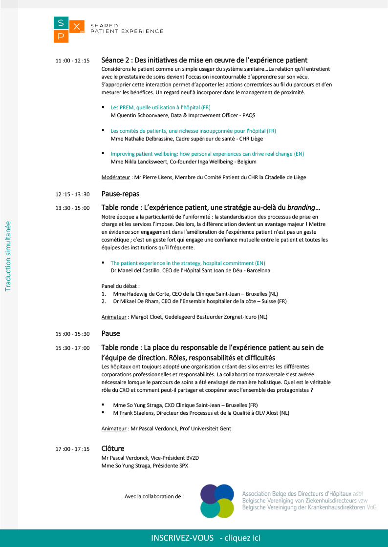 EXPÉRIENCE PATIENT PARTAGÉE - Une composante intégrale de la qualité des soins de santé