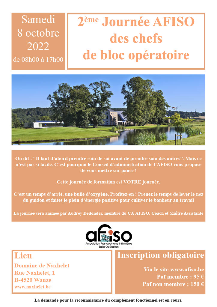 Samedi 8 octobre 2022 - 2ème Journée AFISO des chefs de bloc opératoire - INSCRIPTIONS CLOTUREES