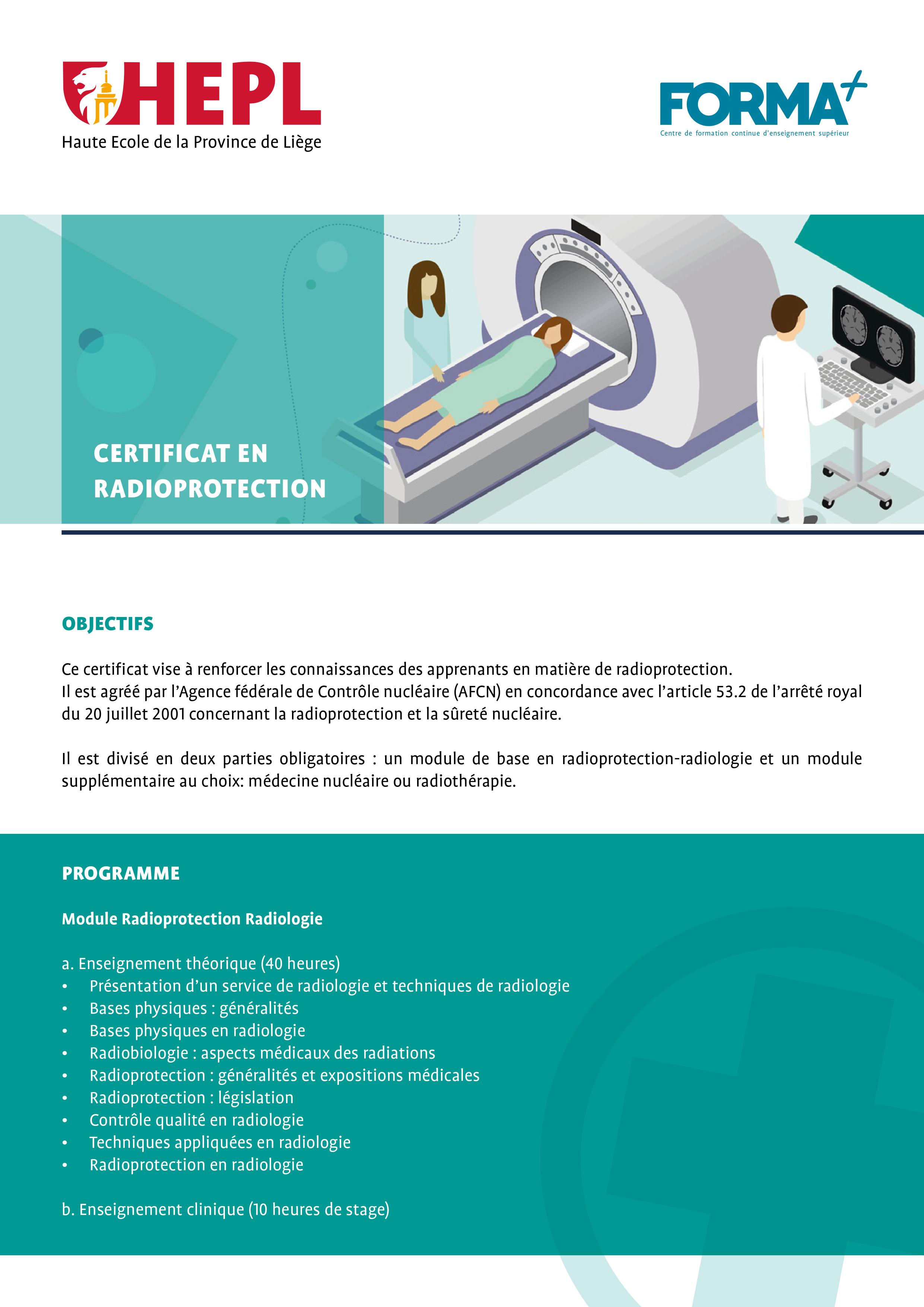 2022 - Certificat en radioprotection à Liège