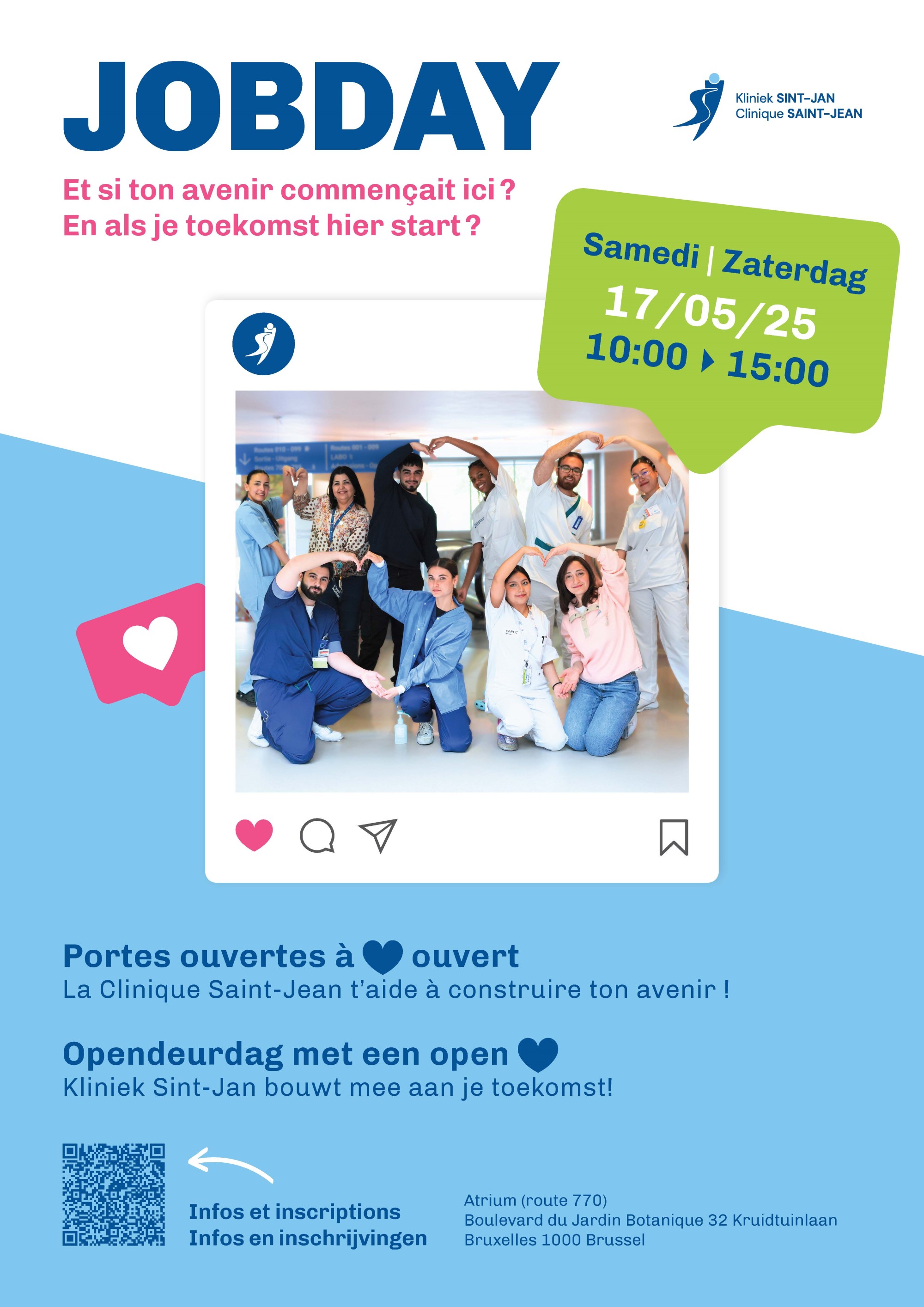 JobDay à la Clinique Saint-Jean (Bruxelles) le samedi 17 mai 2025