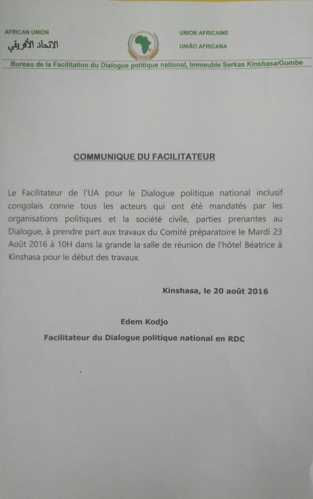 La position de l’ABACO sur la convocation au Comité préparatoire du Dialogue national en RDC