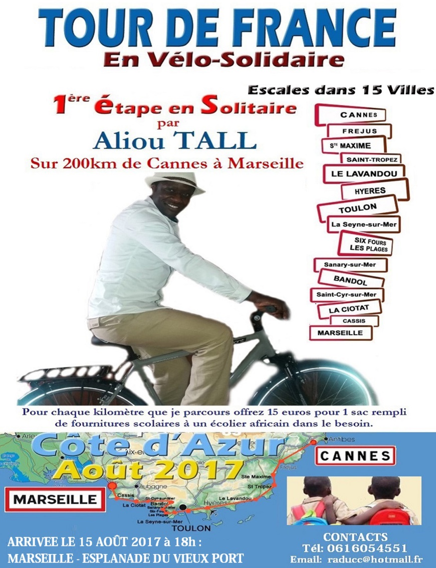 Tour de France en vélo-solidaire : Pour la scolarisation des enfants africains nécessiteux Tour de France en vélo-solidaire : Pour la scolarisation des enfants africains nécessiteux