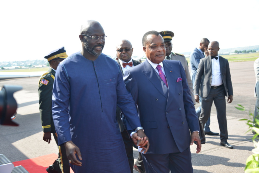 Denis Sassou N'Guesso et Georges Weah posent pour la postérité Denis Sassou N'Guesso et Georges Weah posent pour la postérité