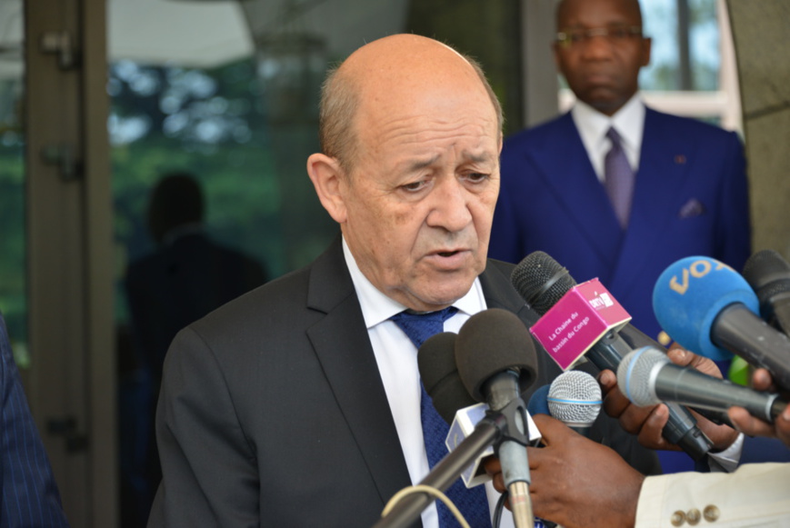 Jean-Yves Le Drian à sa sortie d'audience.