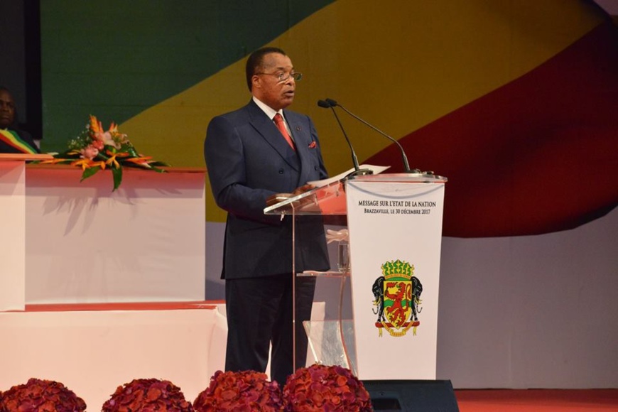 Denis Sassou N'guesso devant le parlement en congrès en 2017 Denis Sassou N'guesso devant le parlement en congrès en 2017