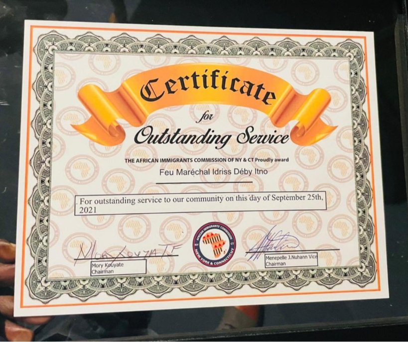 New York : des ONG américaines décernent un prix à titre posthume au Maréchal du Tchad New York : des ONG américaines décernent un prix à titre posthume au Maréchal du Tchad