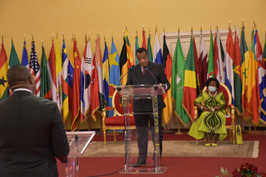 Denis Sassou N'Guesso répondant au Doyen du corps diplomatique