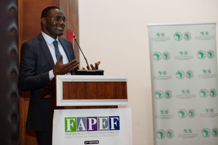 Bruno Aka, chargé principal des Systèmes de paiement et de l’Inclusion financière digitale à la Banque africaine de développement a entretenu l’auditoire du FAPEF sur l’inclusion financière en Afrique. © AFDB