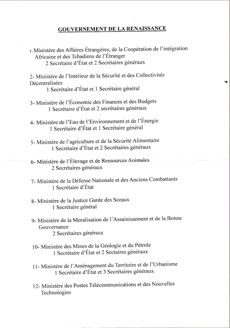 Tchad : Un nouveau gouvernement de la renaissance bientôt dévoilé ? Tchad : Un nouveau gouvernement de la renaissance bientôt dévoilé ?