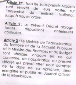 Tchad : Les Sous-préfets Adjoints relevés de leurs postes sur tout le territoire Tchad : Les Sous-préfets Adjoints relevés de leurs postes sur tout le territoire