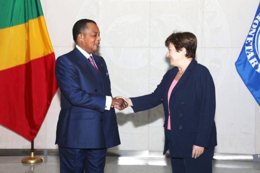 Denis Sassou N'Guesso et Kristalina Georgevia. Denis Sassou N'Guesso et Kristalina Georgevia.