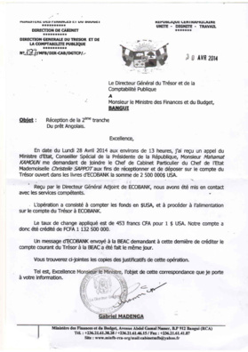 Centrafrique : Affaire du "Don Angolais", un document accablant pour le pouvoir Centrafrique : Affaire du "Don Angolais", un document accablant pour le pouvoir