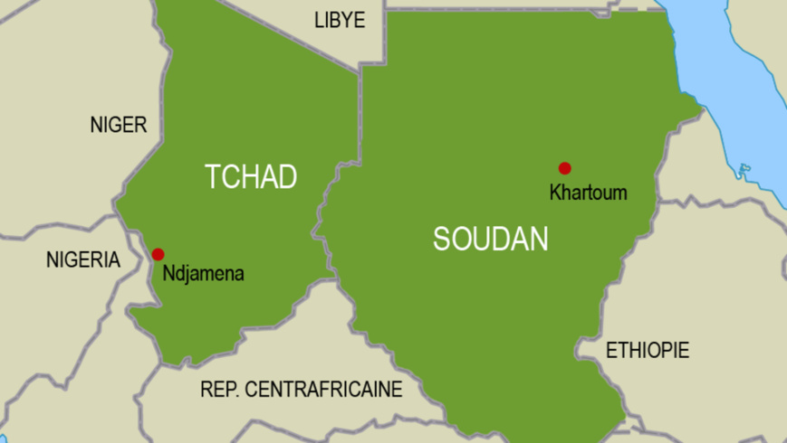 Le Tchad et le Soudan partagent une longue frontière de 1000 kms. © Carte / RFI Le Tchad et le Soudan partagent une longue frontière de 1000 kms. © Carte / RFI