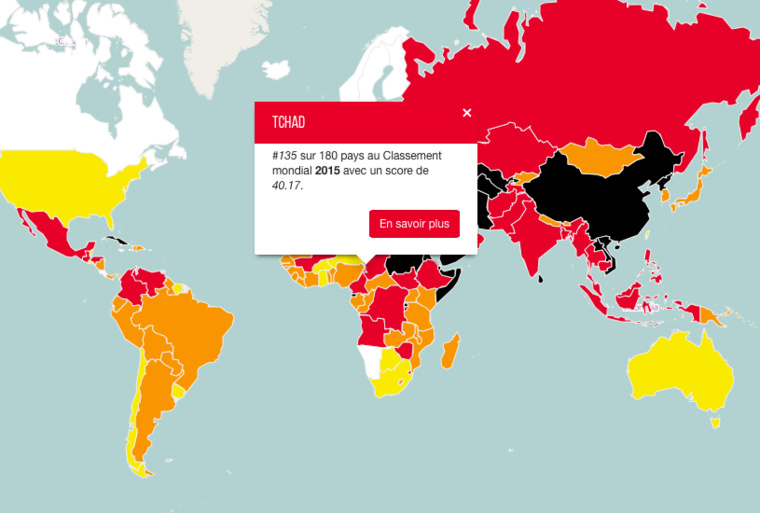 Liberté de la Presse : Le Tchad à la 135ème place du classement RSF de 2015