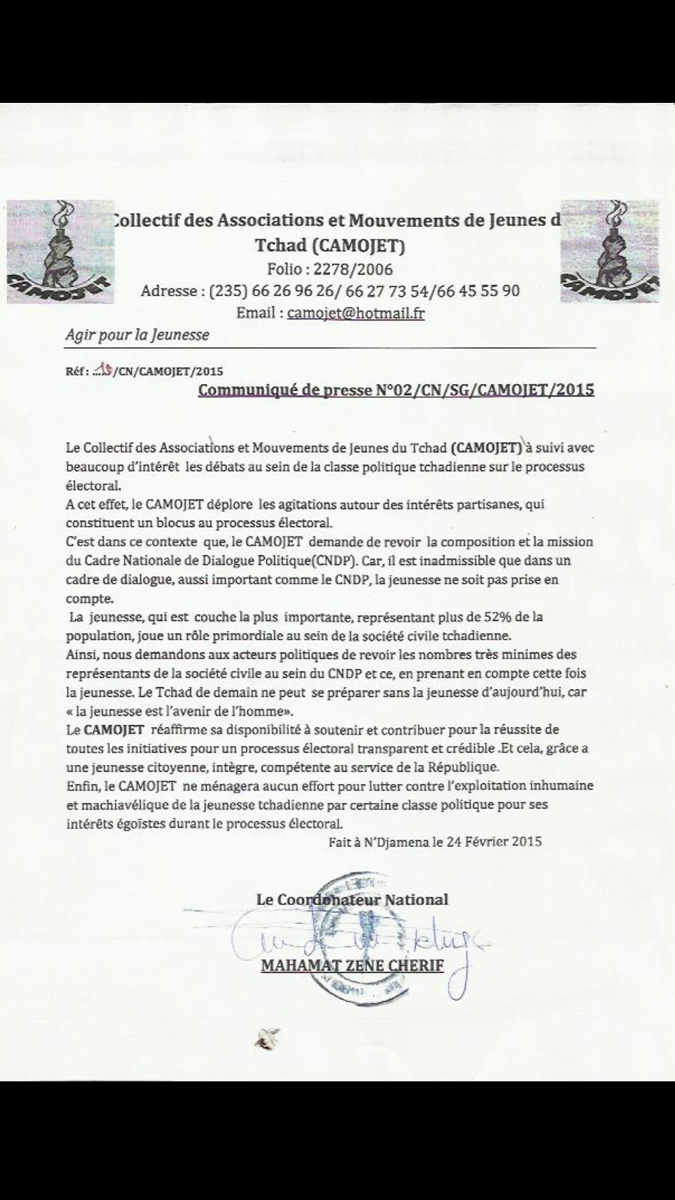 Tchad : La société civile exige l'implication de la jeunesse 