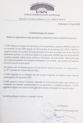 DJIBOUTI : Halte à la répression et aux arrestations arbitraires contre la liberté d'opinion ! DJIBOUTI : Halte à la répression et aux arrestations arbitraires contre la liberté d'opinion !