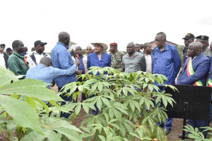 Sassou N'Guesso visitant la ZAP d'Inoni Falaise, dans le département du Pool Sassou N'Guesso visitant la ZAP d'Inoni Falaise, dans le département du Pool