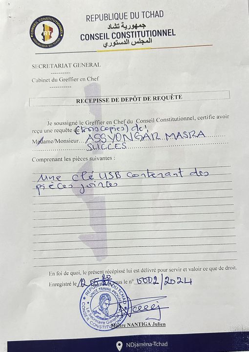 Présidentielle au Tchad: Le parti Masra dépose un recours auprès du Conseil Constitutionnel