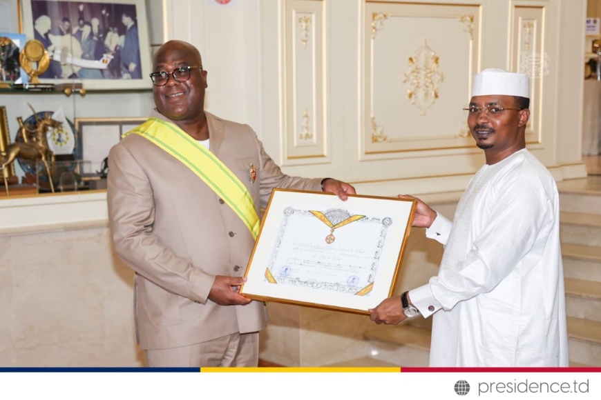 Tchad : Le président de la RDC, Félix Tshisekedi, élevé à la Dignité de Grand Croix Tchad : Le président de la RDC, Félix Tshisekedi, élevé à la Dignité de Grand Croix