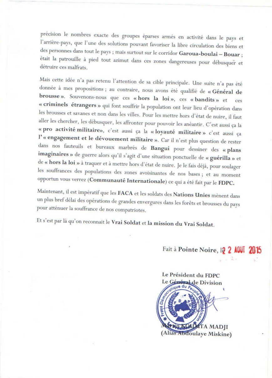 La population centrafricaine "grand perdant de la transition politique", assure le FPDC