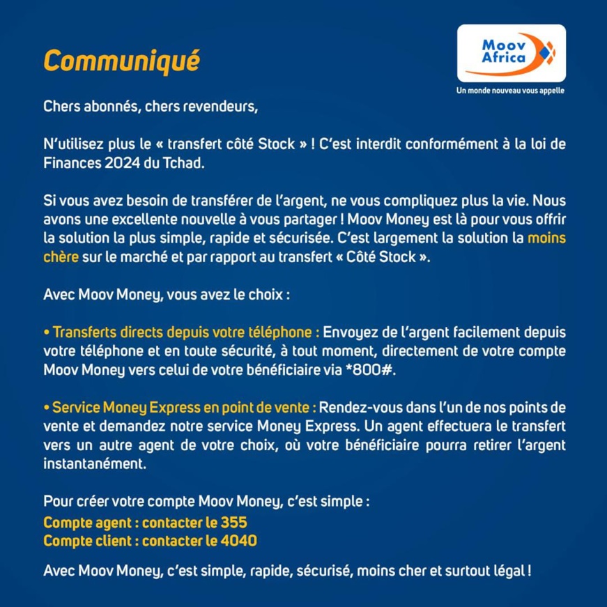 Interdiction du transfert « Côté Stock » : Moov Africa offre l’alternative Money Express Interdiction du transfert « Côté Stock » : Moov Africa offre l’alternative Money Express