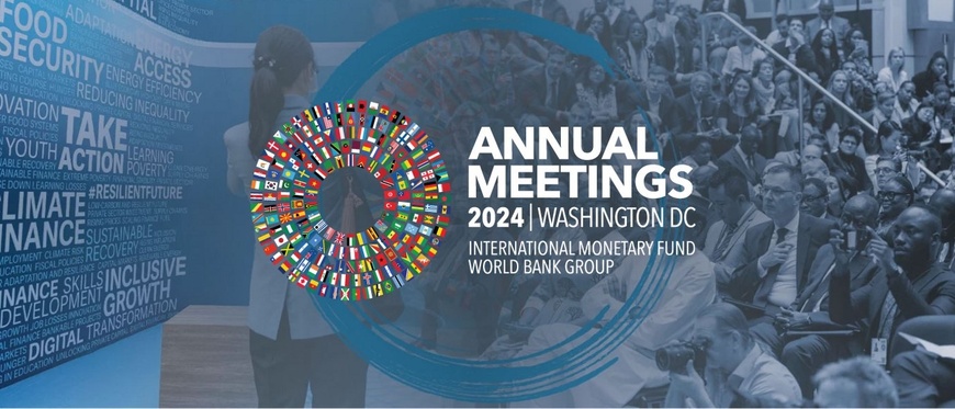 Bannière officielle des Assemblées annuelles. Photo : ifc.org Bannière officielle des Assemblées annuelles. Photo : ifc.org