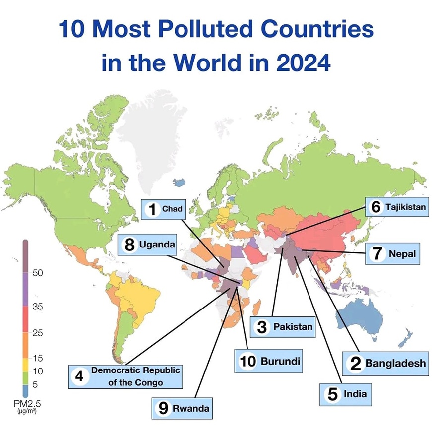 Classement alarmant des capitales les plus polluées en 2024 : N'Djamena en tête Classement alarmant des capitales les plus polluées en 2024 : N'Djamena en tête