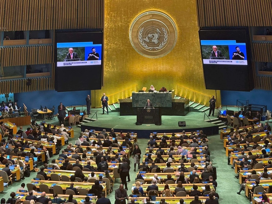 Le Secrétaire général de l’ONU, António Guterres, prononce un discours à l’ouverture de la soixante-neuvième session de la Commission de la condition de la femme (CSW69 / Beijing+30).