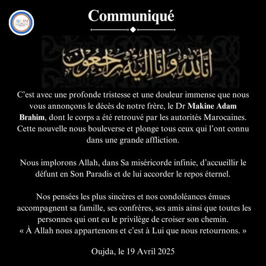 Tchad : Décès tragique du Dr Makine Adam Brahim au Maroc