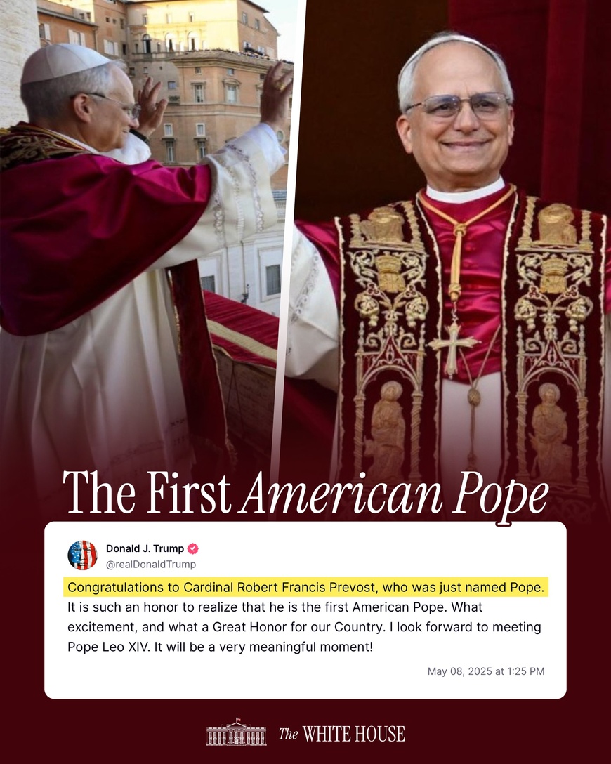 Vatican : Félicitations de Donald J. Trump au nouveau Pape Léon XIV