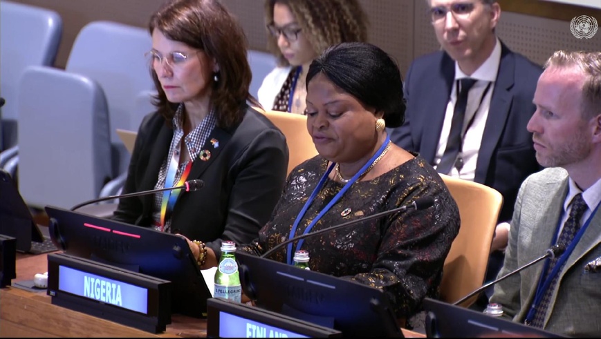 La princesse Adejoke Orelope-Adefulire, assistante spéciale principale du Président pour les ODD, délivrant un message lors d'un événement du Forum politique de haut niveau. Photo : media.un.org