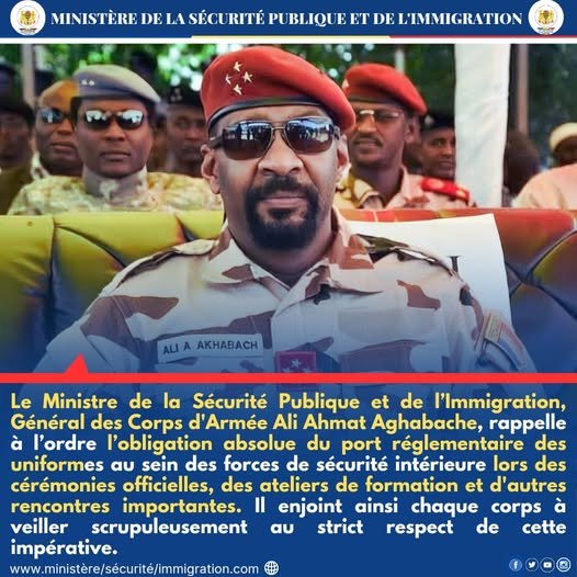 Tchad : Le ministre de la Sécurité rappelle à l'ordre les agents sur le port de l'uniforme