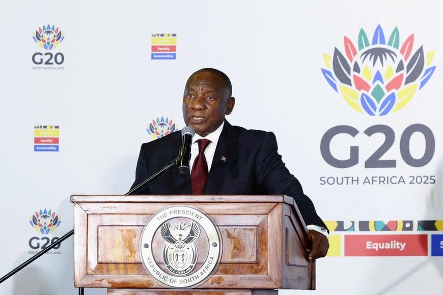 Le G20 et le président sud-africain Cyril Ramaphosa, Photo : REUTERS Le G20 et le président sud-africain Cyril Ramaphosa, Photo : REUTERS
